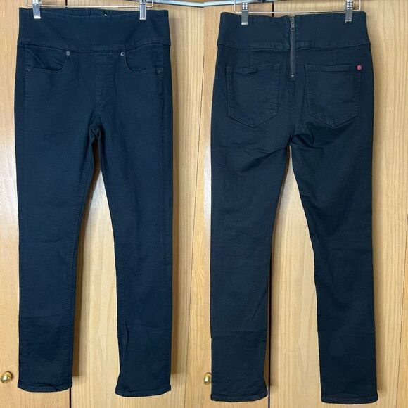Spanx Black Signature Waist Straight Back Zip Jeans Sz 27 - Picture 1 of 9